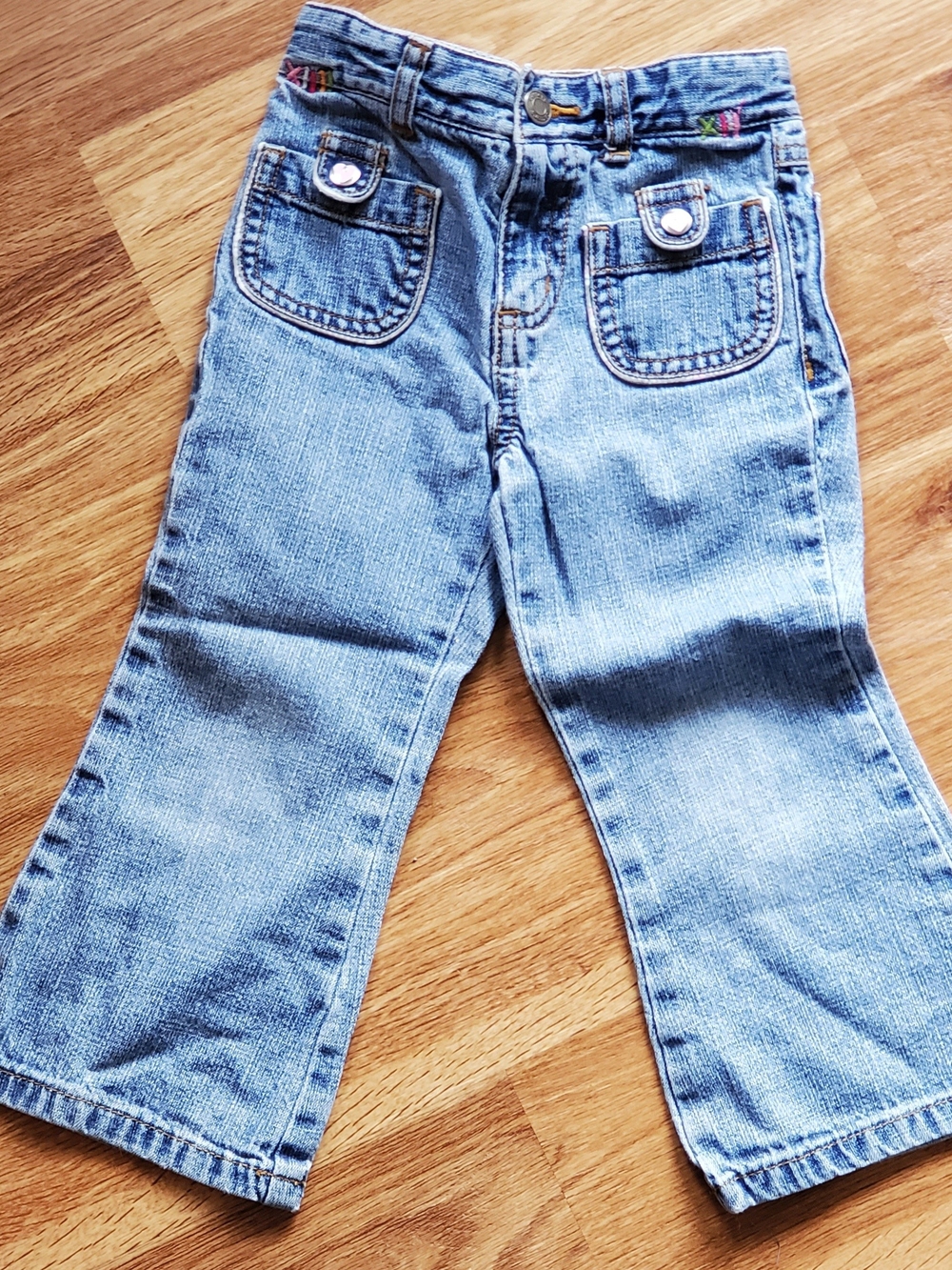 Girl's Light Blue Denim Jeans By Carter's- Casual Flared Bottoms In 2T